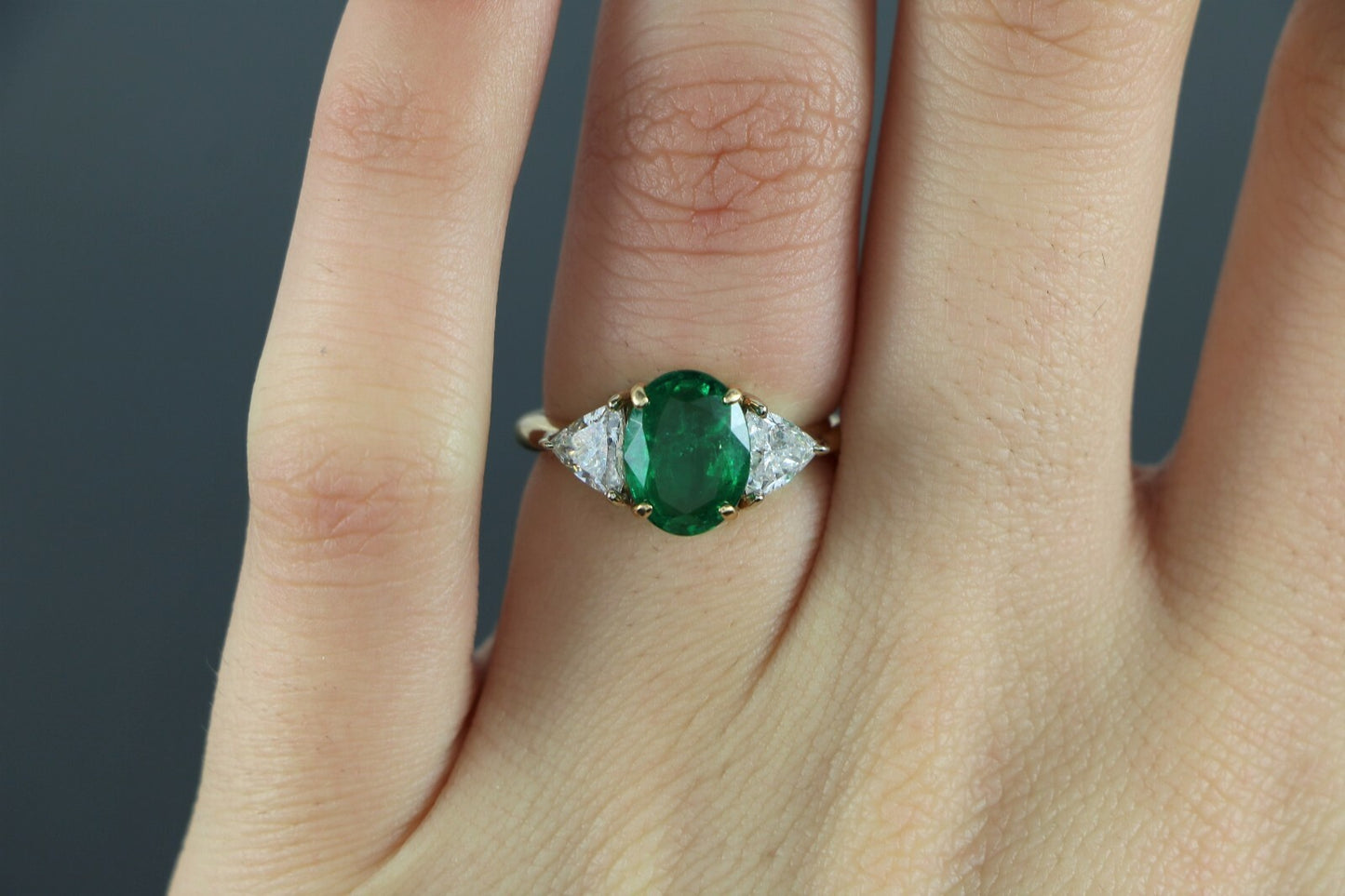 3.08ct Oval Green Emerald Diamond Cocktail Ring — GIA Certified, 18k Yellow Gold
