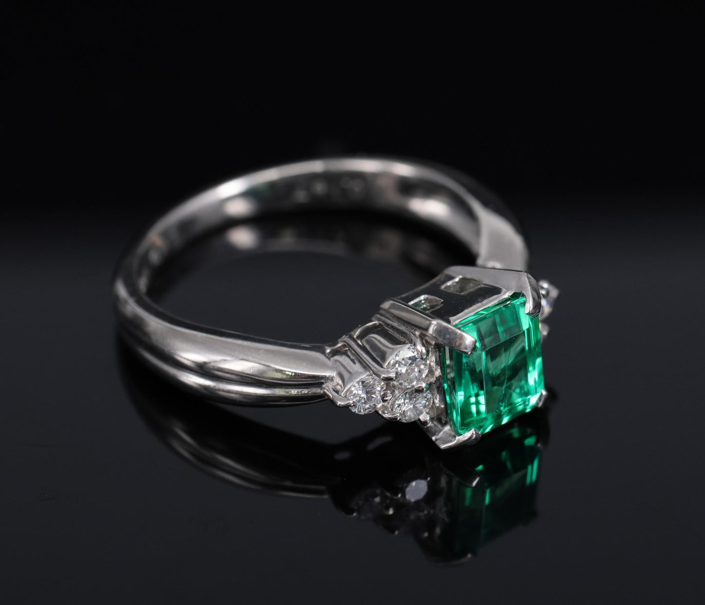 0.81ct Emerald Cut Colombian Emerald & Diamond Ring — GIA Certified, Platinum