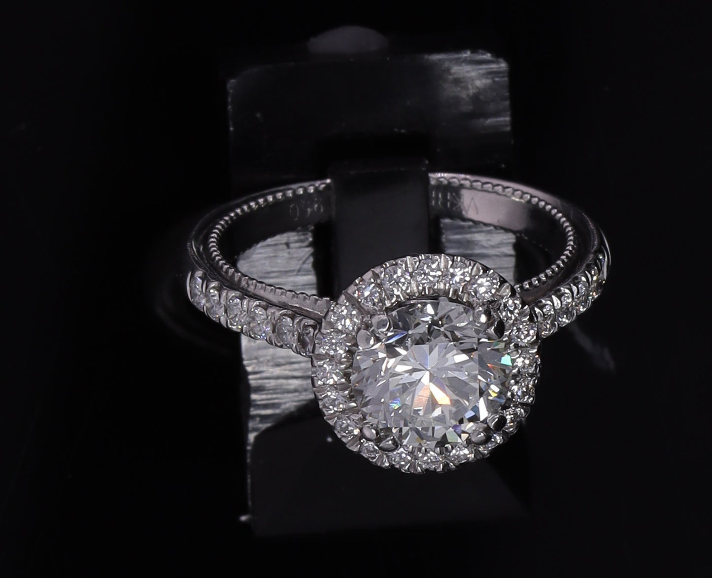 1.58ct Round Brilliant Diamond Halo Engagement Ring — GIA Certified, Platinum