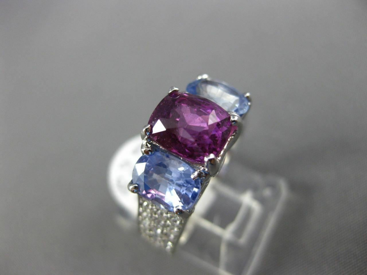 5.63ct Diamond & Sapphire Three Stone Ring — GIA Certified, 18k White Gold