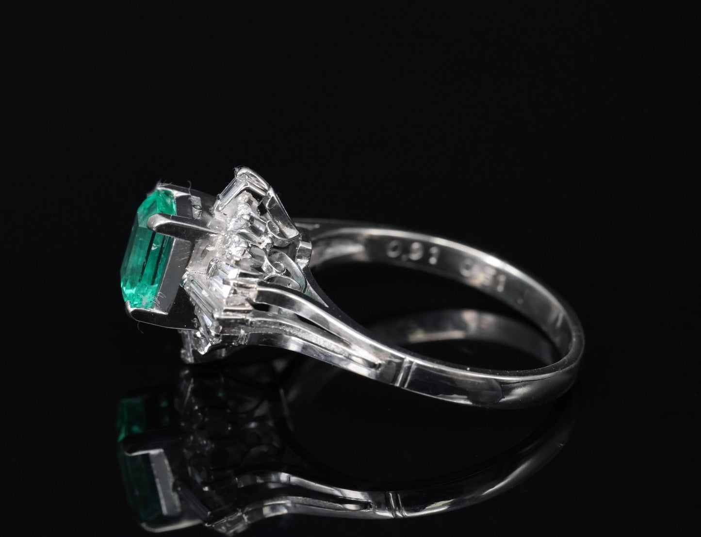0.91ct Emerald Cut Colombian Emerald & Diamond Cocktail Ring — GIA Certified, Platinum