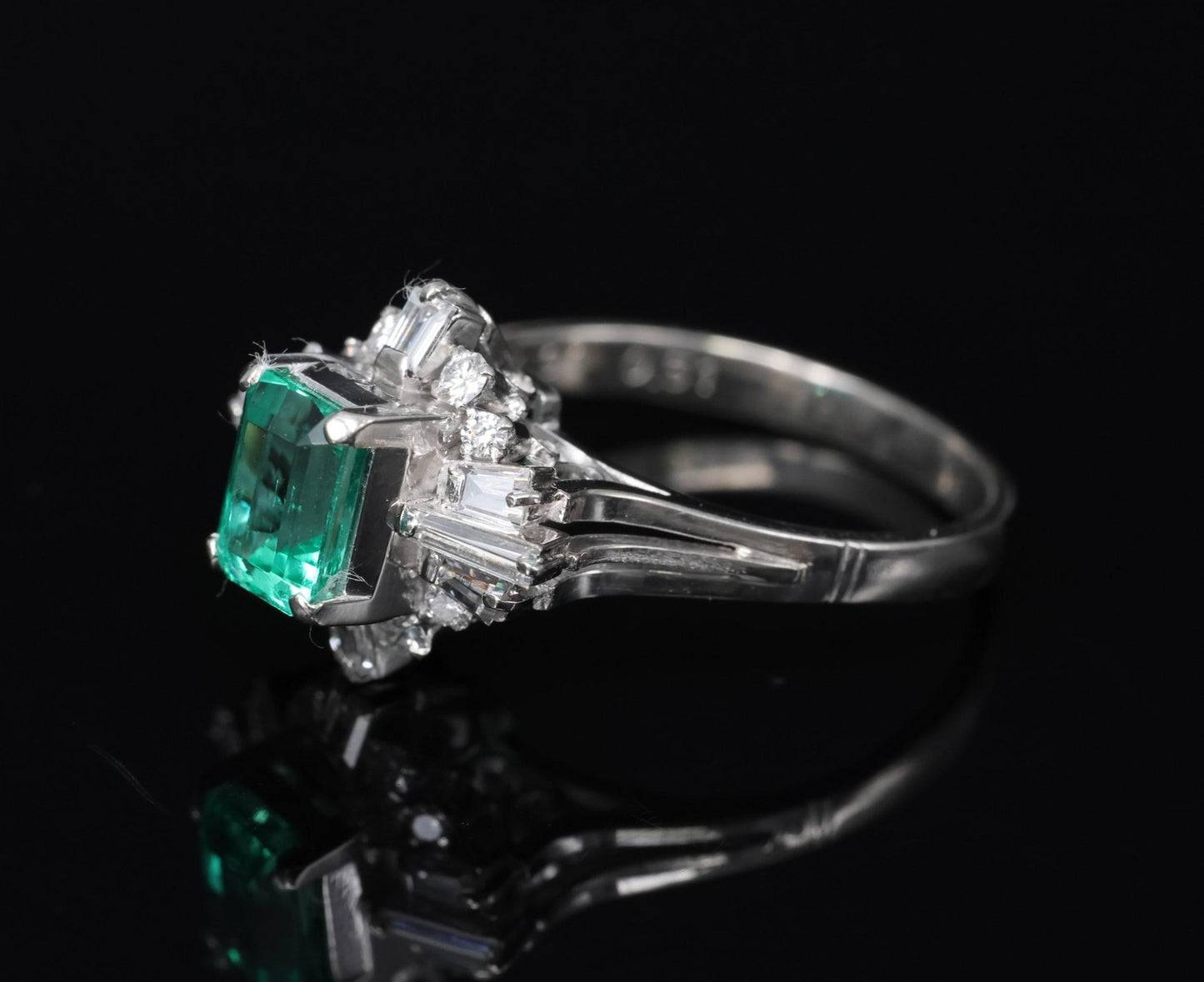 0.91ct Emerald Cut Colombian Emerald & Diamond Cocktail Ring — GIA Certified, Platinum