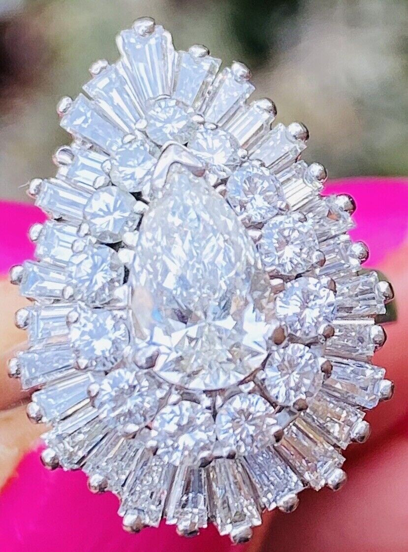 1.01ct Pear Brilliant Diamond Ballerina Ring — GIA Certified, Platinum