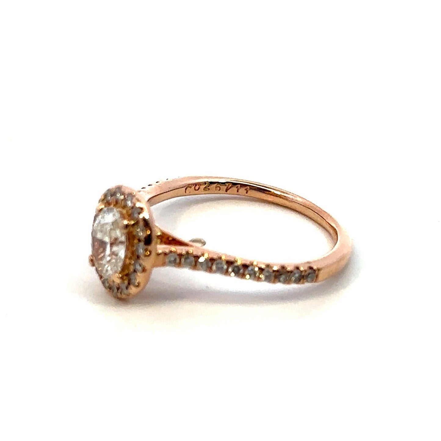 0.50ct Oval Brilliant Diamond Halo Ring — GIA Certified, 14k Rose Gold