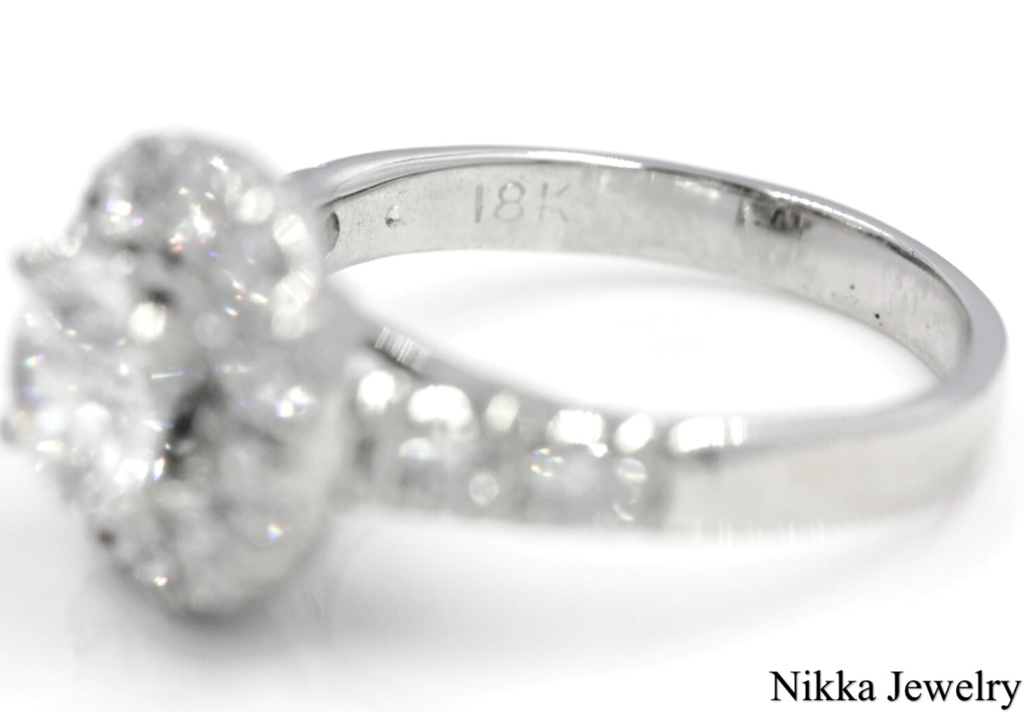 1.00ct Round Brilliant Diamond Halo Engagement Ring — GIA Certified, 18k White Gold