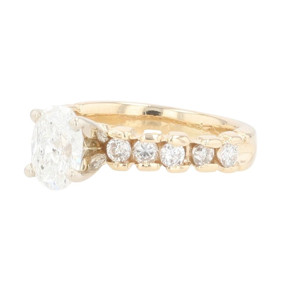 0.77ct Oval Brilliant Diamond Solitaire Ring with Accents — GIA Certified, 14k Yellow Gold