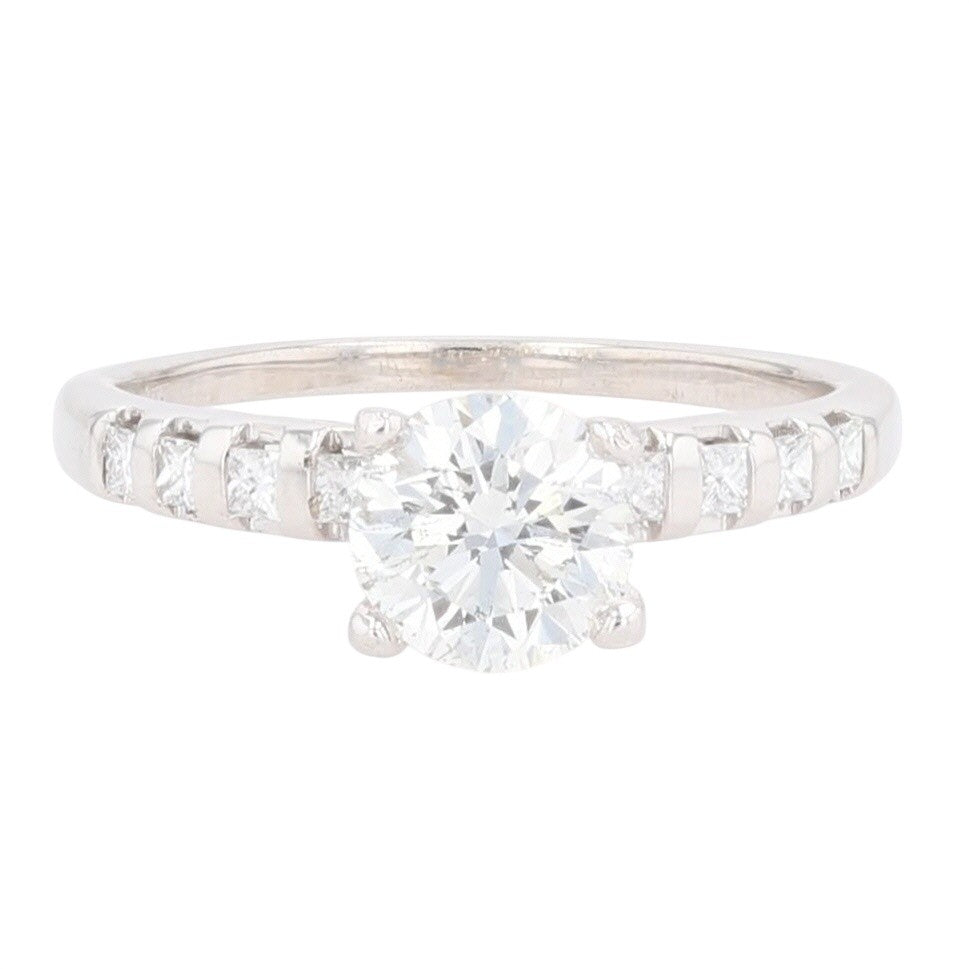 1.05ct Round Brilliant Diamond Solitaire with Accents Ring — GIA Certified, 18k White Gold