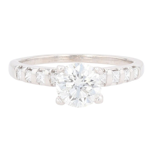 1.05ct Round Brilliant Diamond Solitaire with Accents Ring — GIA Certified, 18k White Gold