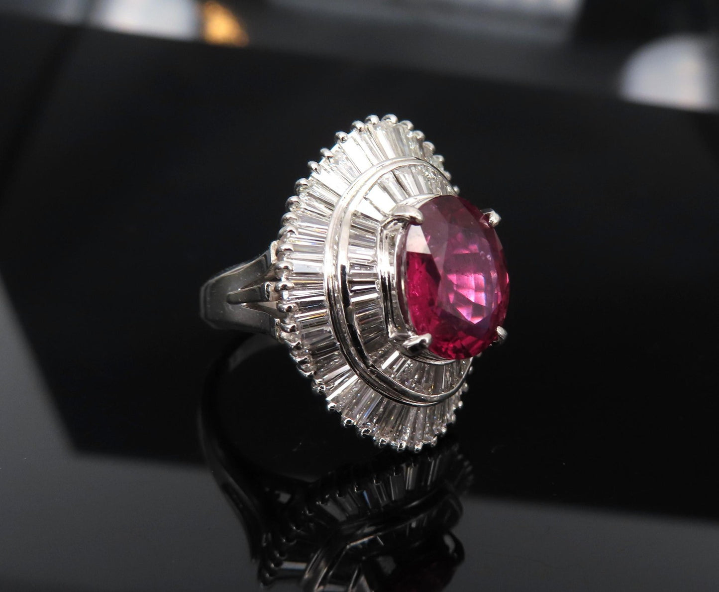 3.04ct Oval Ruby & 1.64ct Diamond Ring — GIA Certified, Platinum