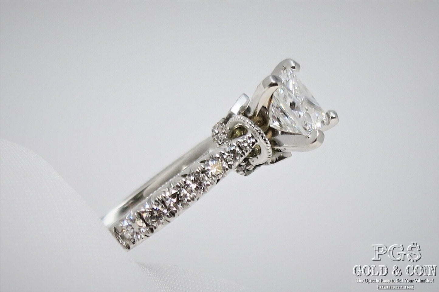 0.91ct Princess Cut Diamond Engagement Ring — GIA Certified, 14k White Gold