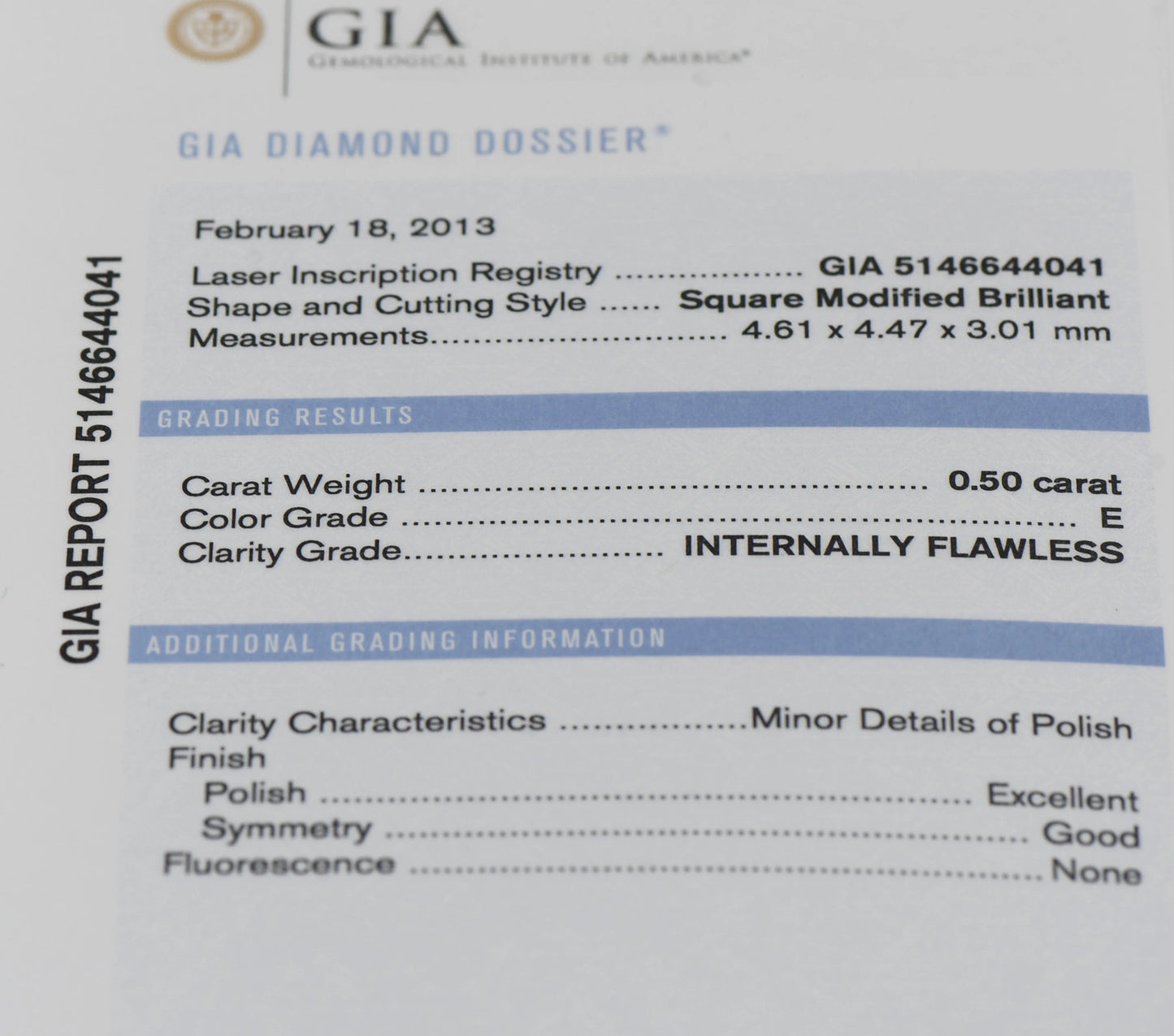 0.50ct Square Modified Brilliant Diamond Engagement Ring — GIA Certified, 14k White Gold