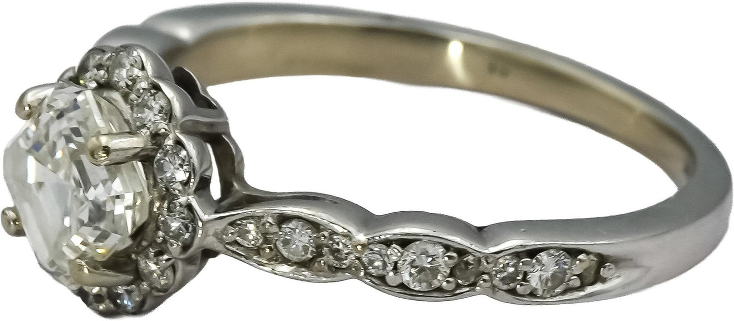 0.90ct Square Emerald Cut Diamond Ring — GIA Certified, 14k White Gold