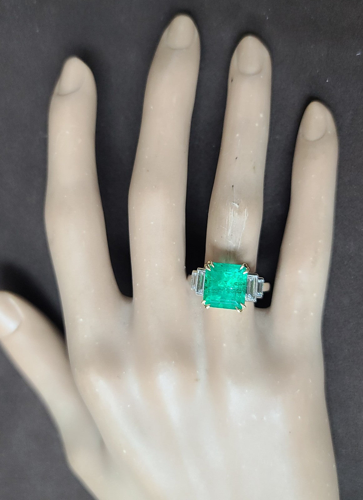 5.87ct Emerald Cut Colombian Emerald Ring — GIA Certified, Platinum & 18k Yellow Gold