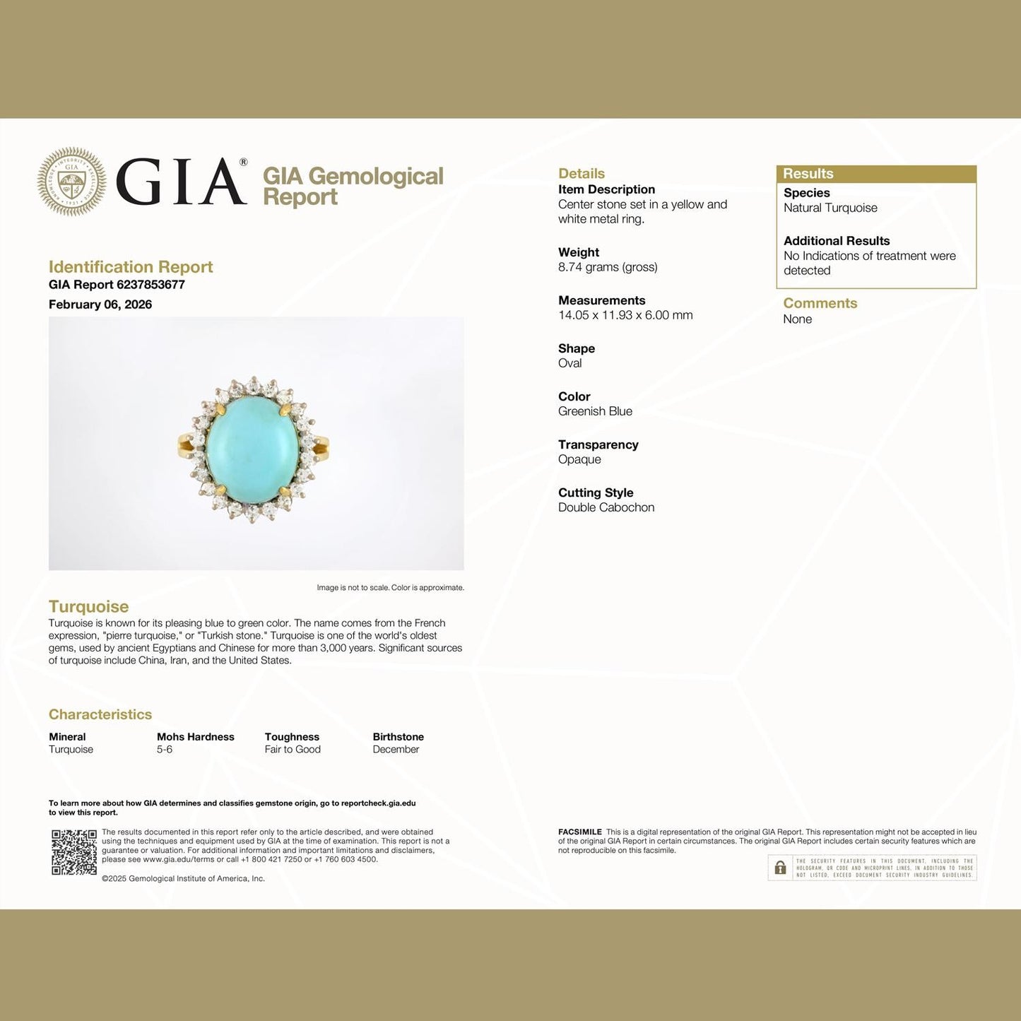 7.25ct Oval Turquoise Halo Diamond Ring — GIA Certified, 18k Two-Tone Gold
