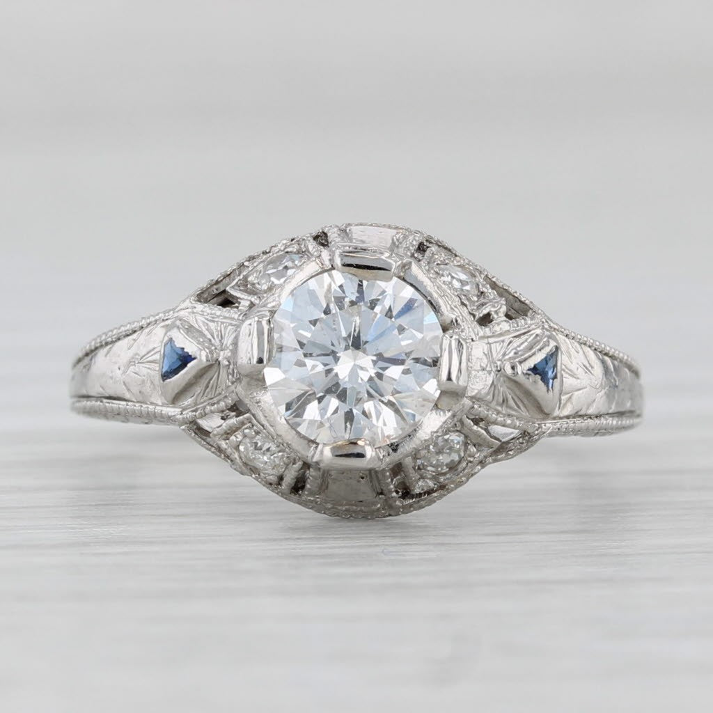 0.83ct Round Brilliant Diamond Art Deco Ring — GIA Certified, Platinum