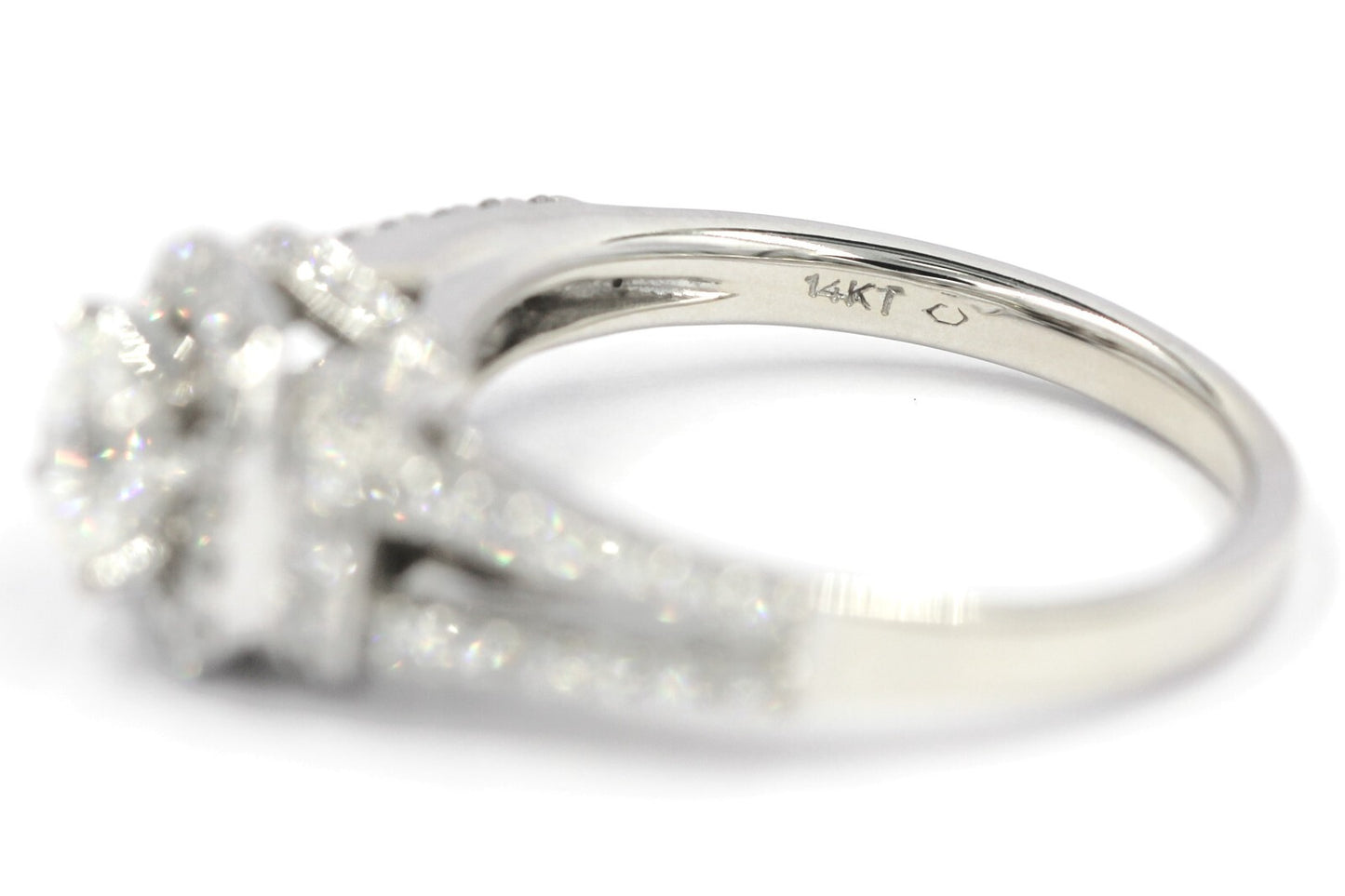 0.70ct Round Modified Brilliant Diamond Halo Engagement Ring — GIA Certified, 14k White Gold