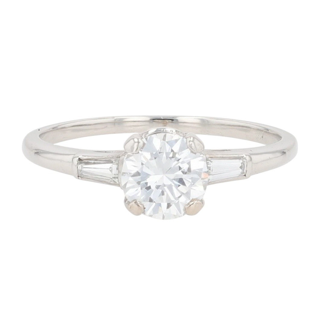 0.98ct Round Brilliant Diamond Solitaire with Accents Ring — GIA Certified, Platinum