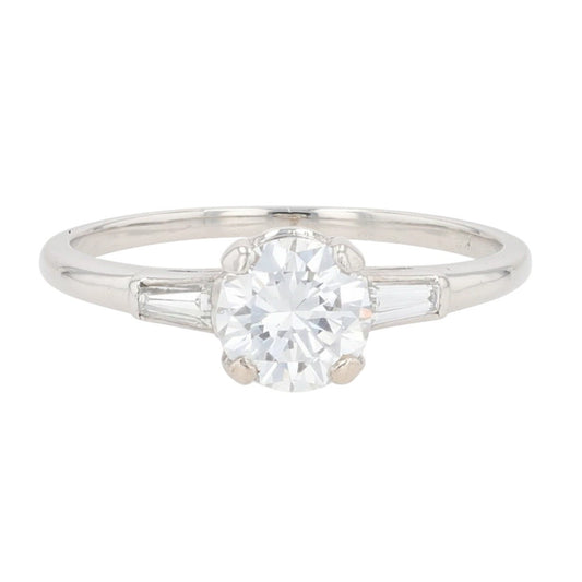 0.98ct Round Brilliant Diamond Solitaire with Accents Ring — GIA Certified, Platinum