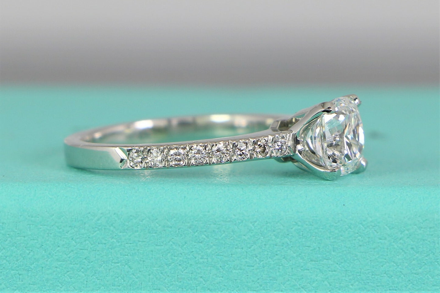 1.08ct Round-Cornered Square Modified Brilliant Diamond Engagement Ring — GIA Certified, Platinum