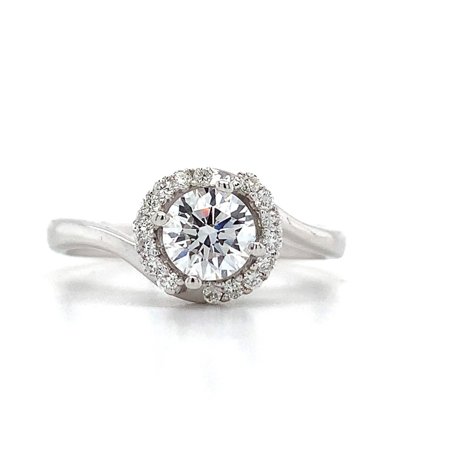 0.58ct Round Brilliant Diamond Milgrain Wedding Set — GIA Certified, 14k White Gold