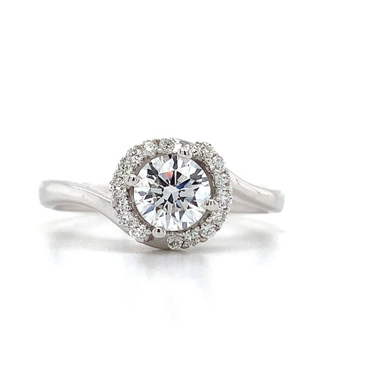 0.58ct Round Brilliant Diamond Milgrain Wedding Set — GIA Certified, 14k White Gold