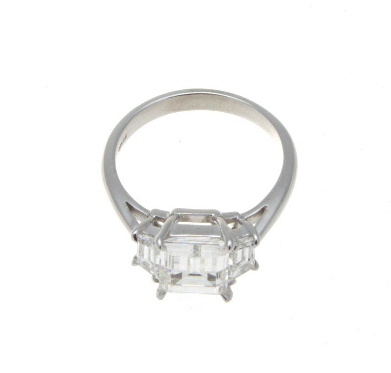 2.06ct Rectangular Step Cut Diamond Three Stone Ring — GIA Certified, Platinum