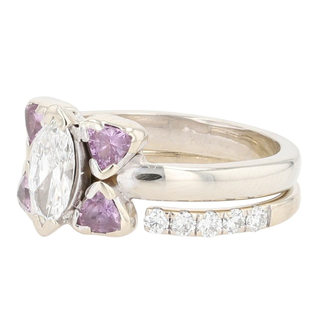 1.7ct Marquise Diamond Wedding Set — GIA Certified, 14k White Gold