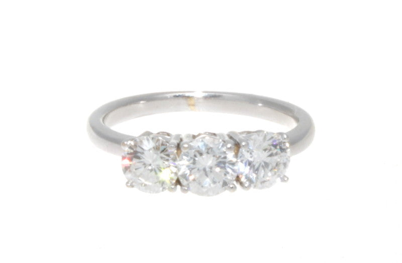 1.60ct Round Brilliant Three-Stone Diamond Ring — GIA Certified, Platinum