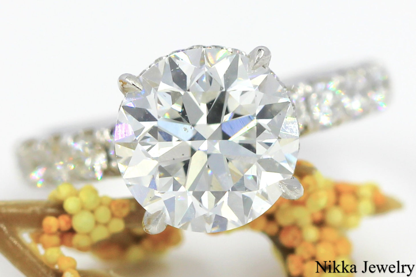 3.51ct Round Brilliant Diamond Hidden Halo Ring — GIA Certified, 18k White Gold
