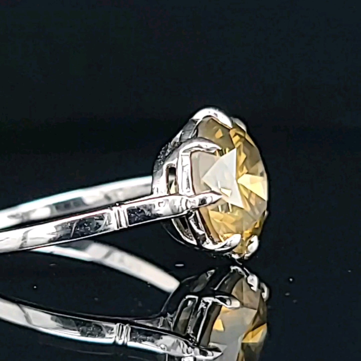 3.95ct Round Brilliant Natural Deep Yellow Diamond Ring — GIA Certified, Platinum