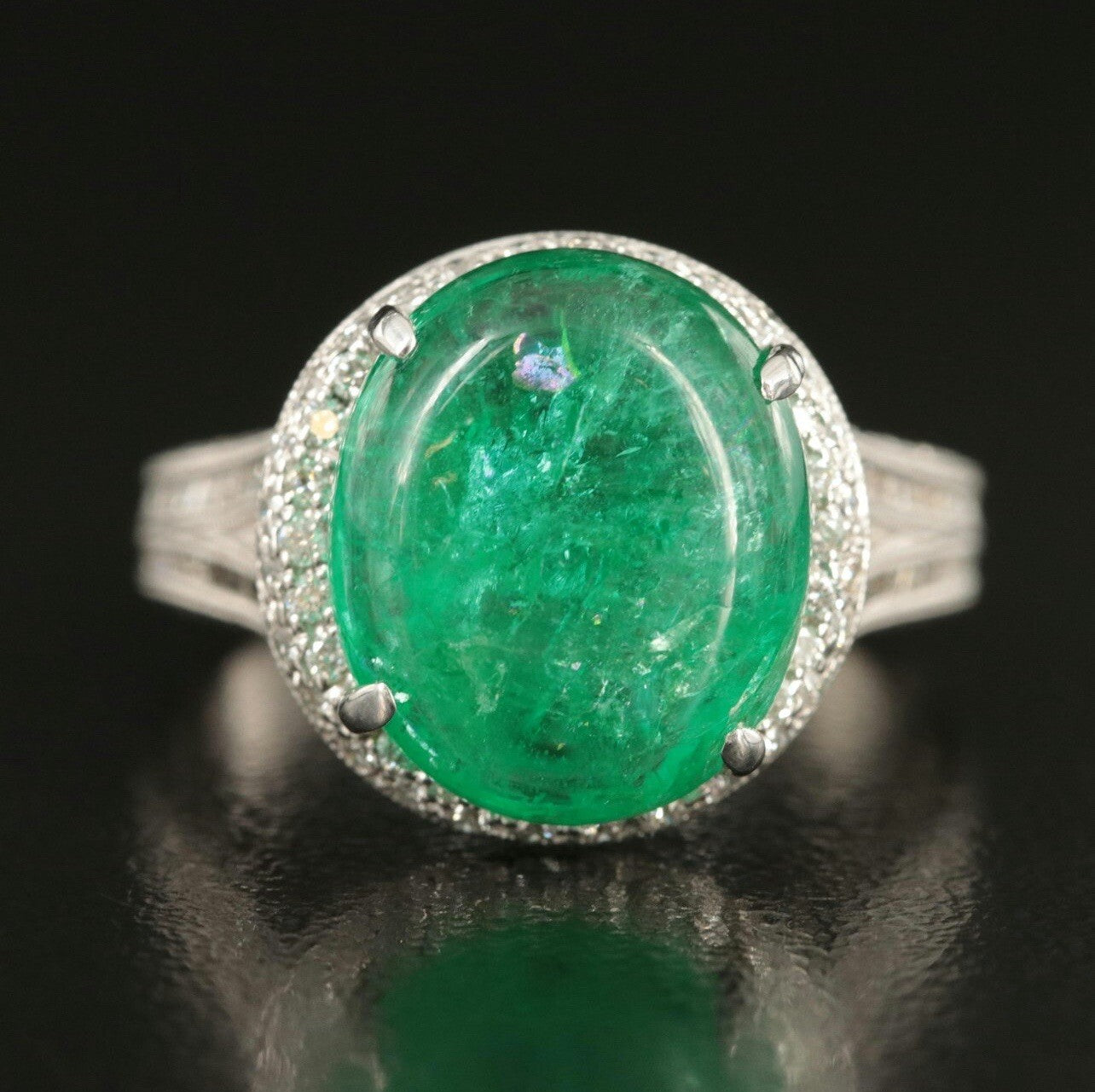 7.55ct Oval Emerald Diamond Ring — GIA Certified, 18k Gold