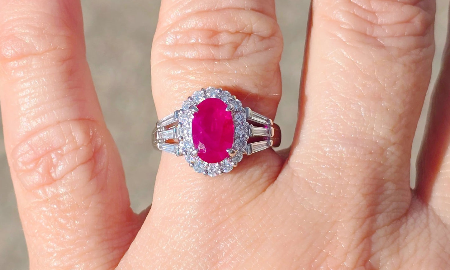 2.01ct Oval Ruby & Diamond Ring — GIA Certified, Platinum