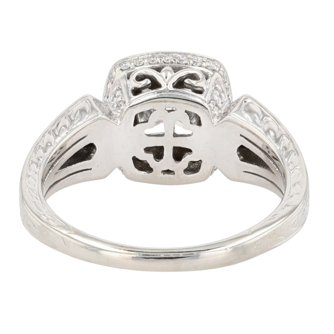 1.17ct Princess Cut Diamond Halo Engagement Ring — GIA Certified, 14k White Gold