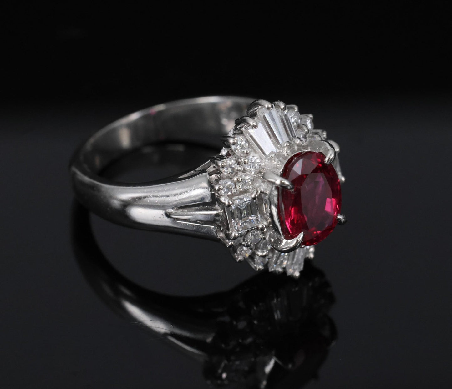 1.22ct Oval Ruby & 0.54ct Diamond Ring — GIA Certified, Platinum