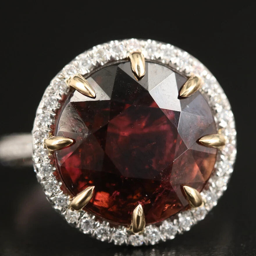 12.13ct Round Brilliant Tourmaline Diamond Ruby Ring — GIA Certified, Platinum