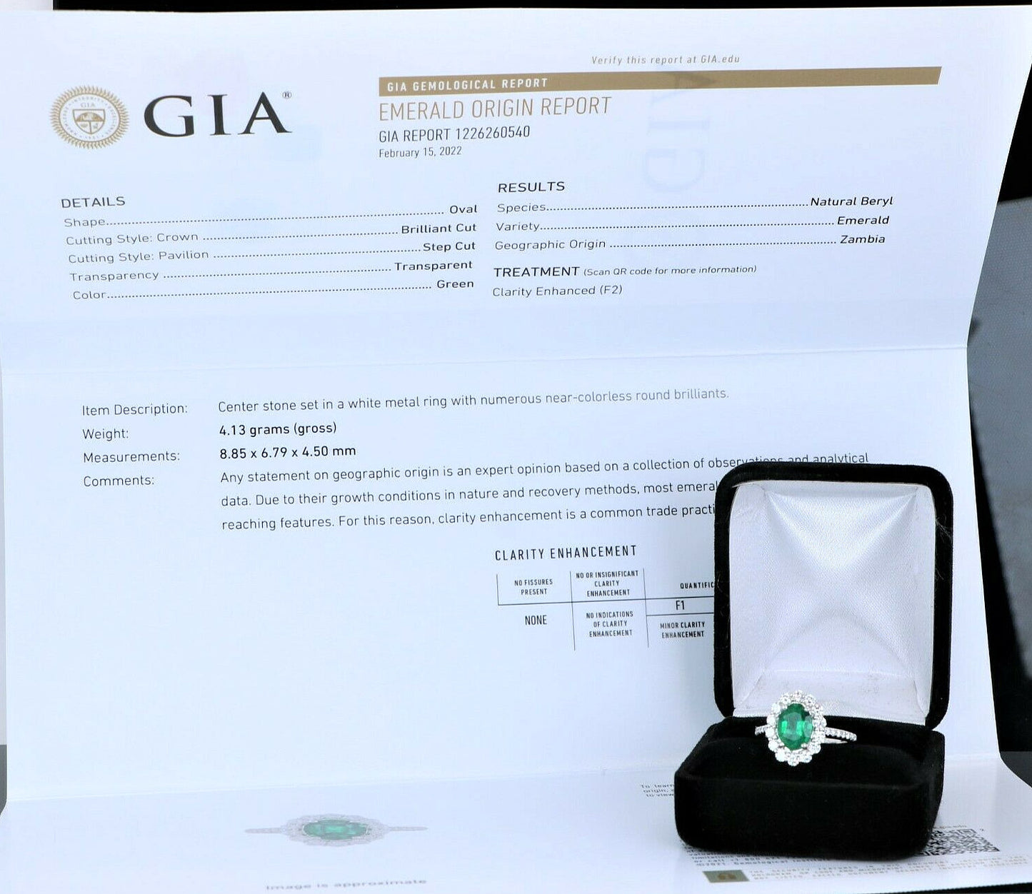1.60ct Oval Emerald with Diamond Halo Ring — GIA Certified, 18k White Gold