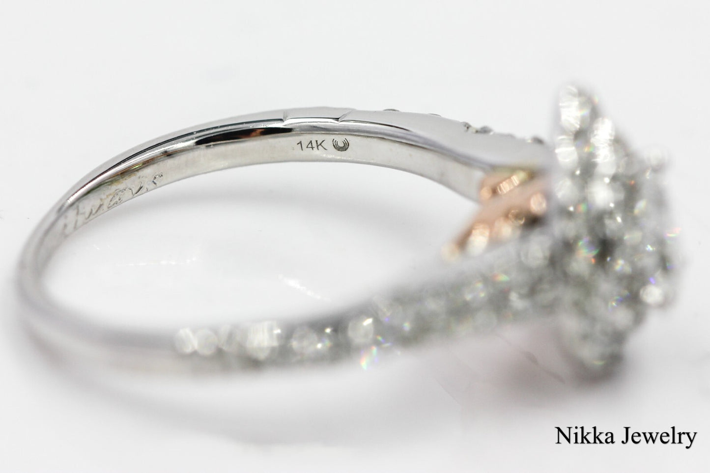 0.41ct Pear Brilliant Diamond Halo Engagement Ring — GIA Certified, 14k White Gold
