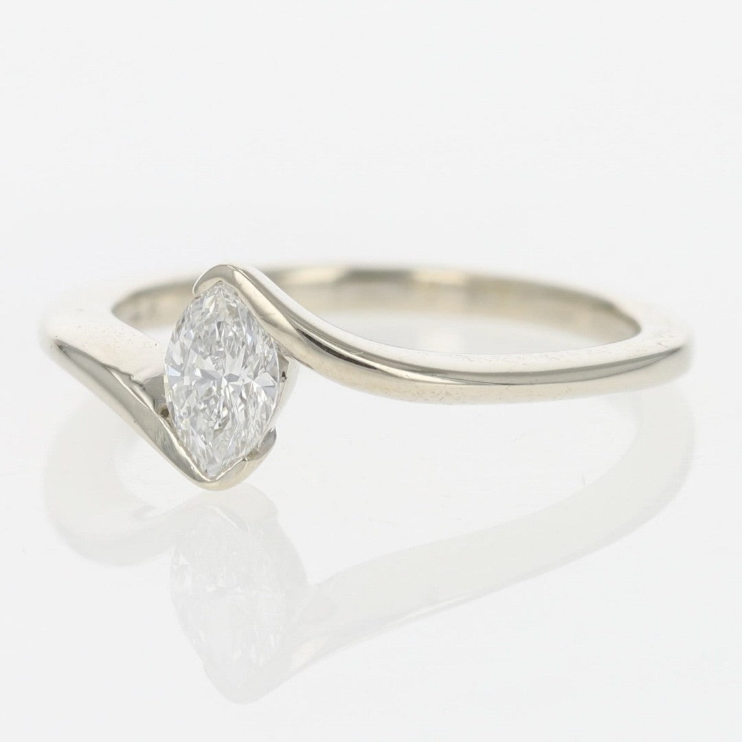 0.46ct Marquise Diamond Solitaire Ring — GIA Certified, 14k White Gold
