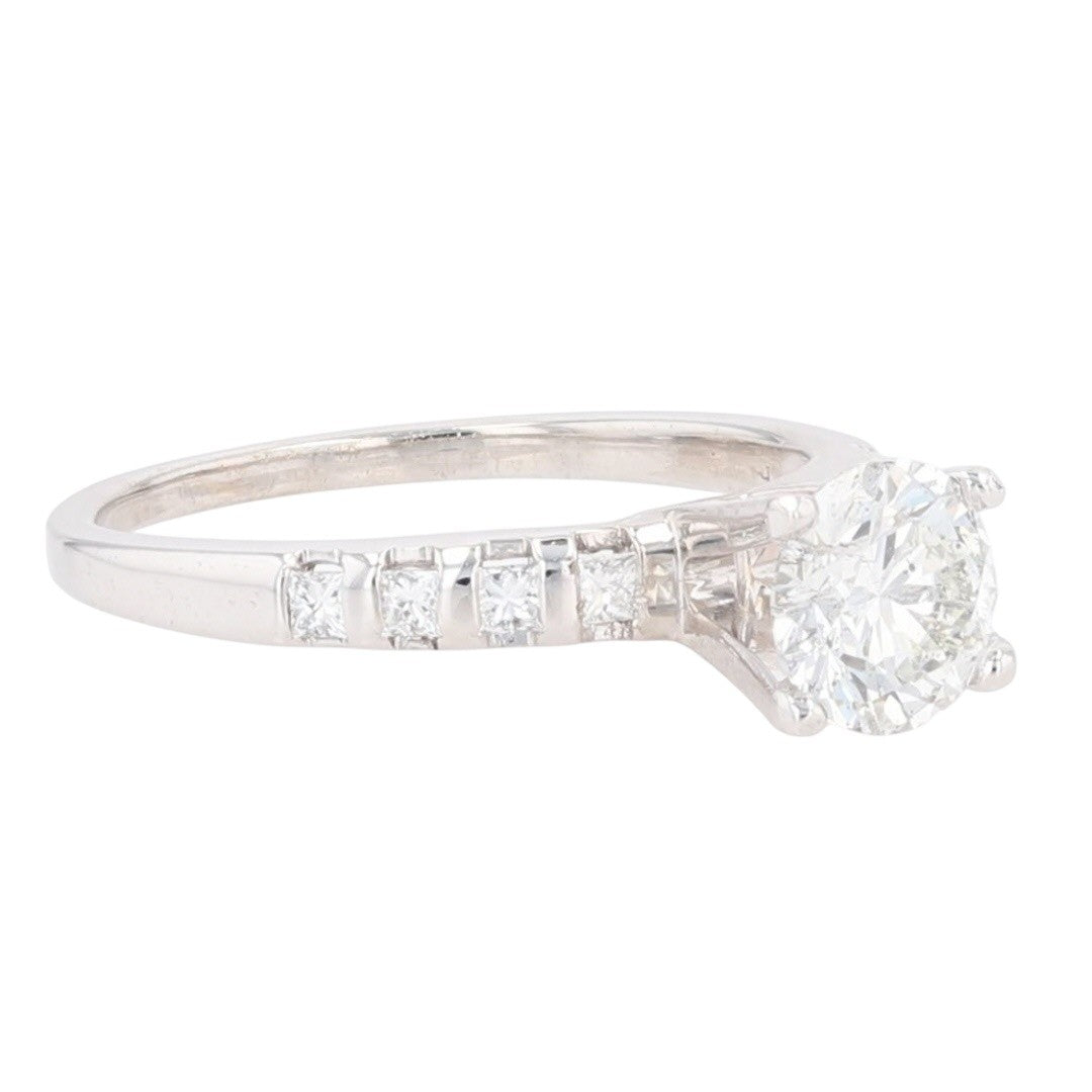 1.05ct Round Brilliant Diamond Solitaire with Accents Ring — GIA Certified, 18k White Gold