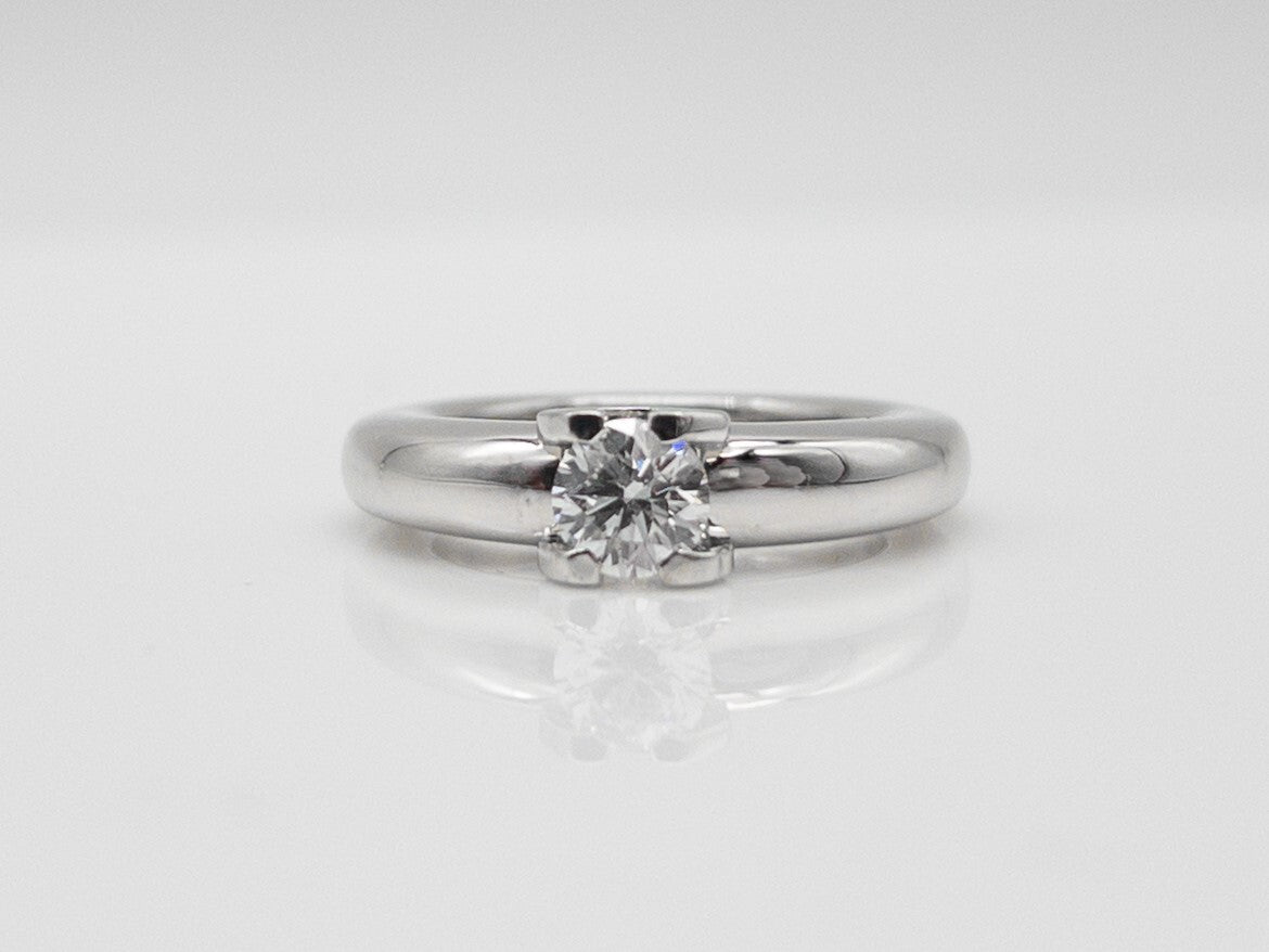 0.50ct Round Brilliant Diamond Cartier Ring — GIA Certified, 18k White Gold