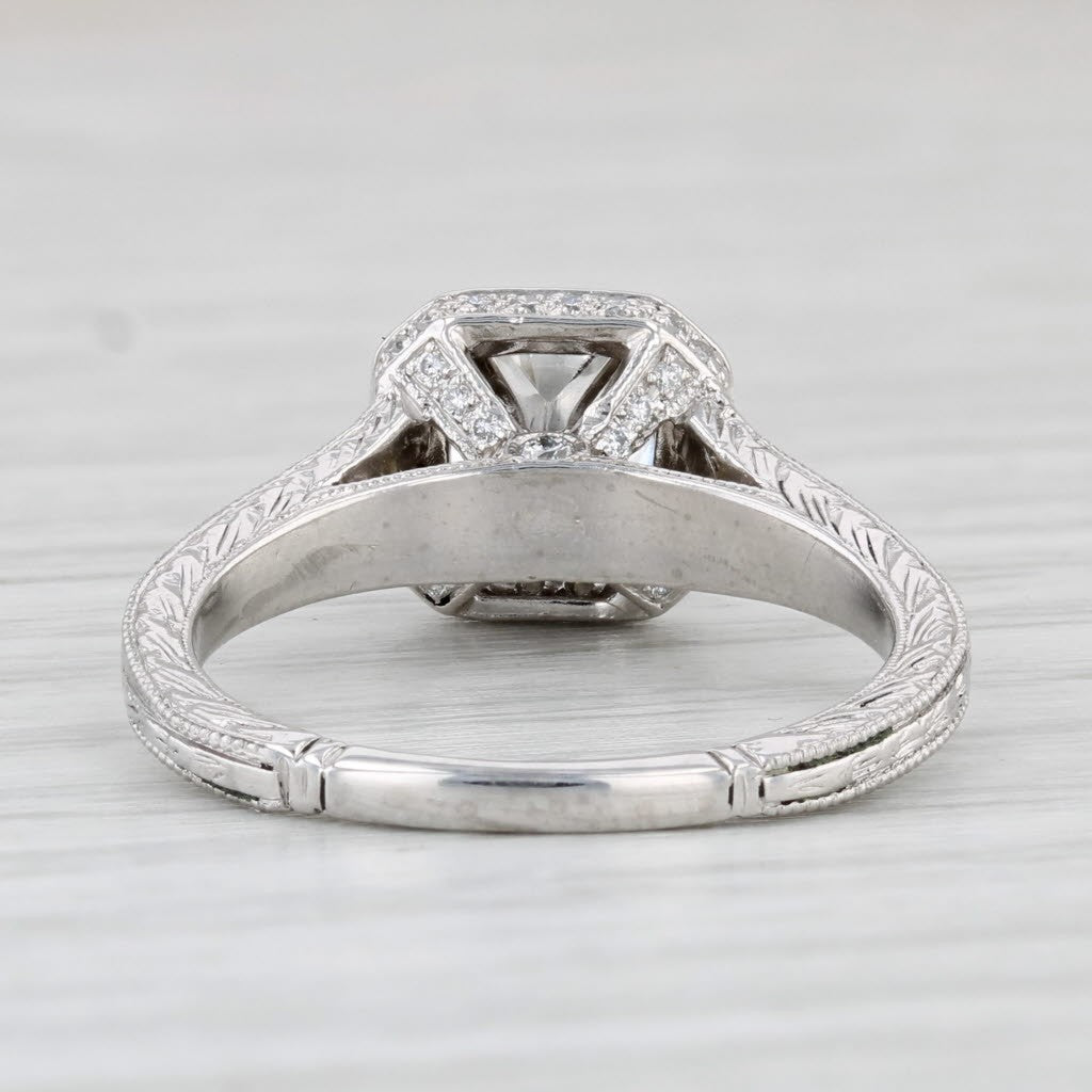 0.94ct Round Brilliant Diamond Halo Engagement Ring — GIA Certified, Platinum