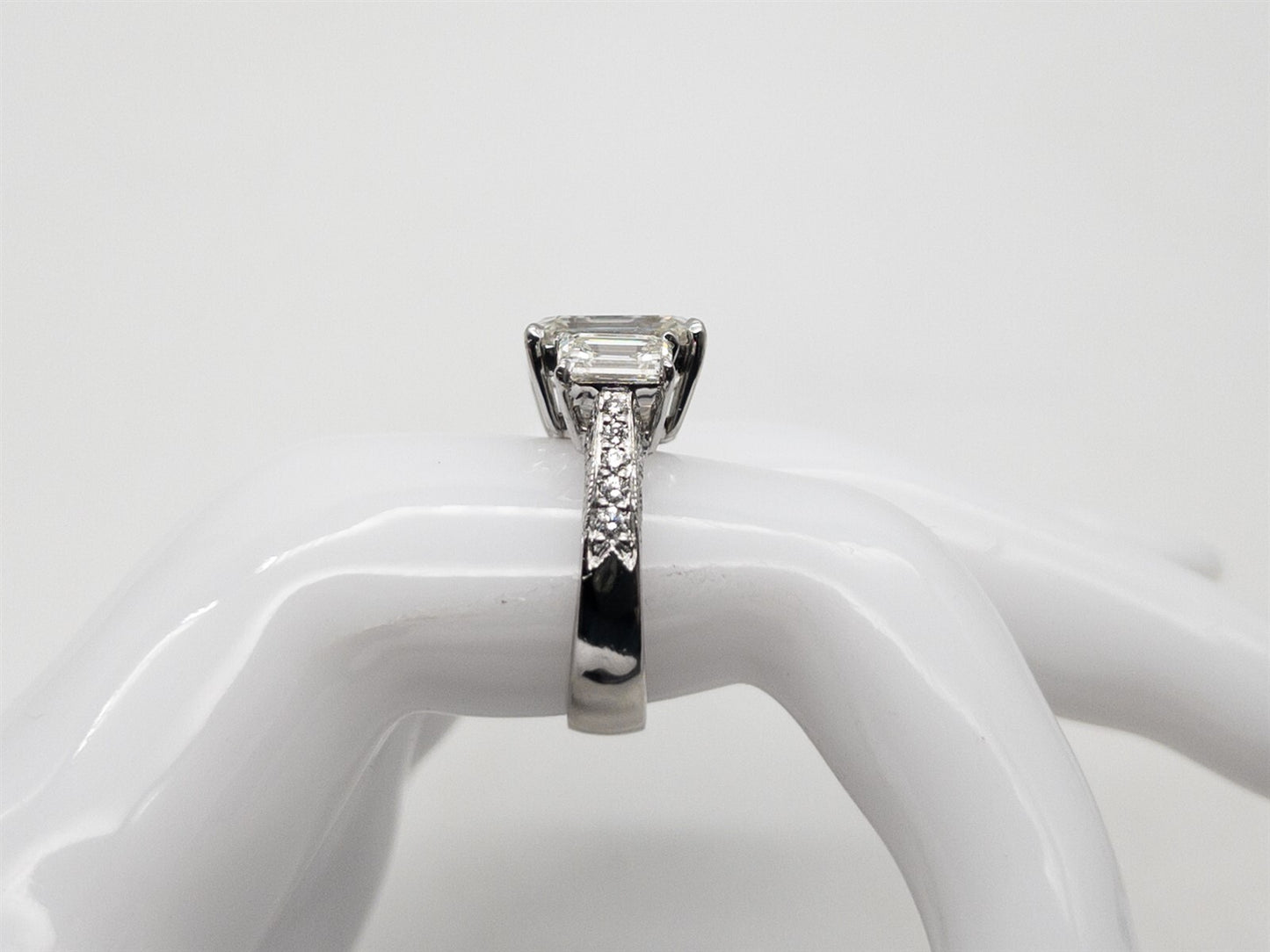 1.08ct Emerald Cut Diamond Three-Stone Ring — GIA Certified, Platinum