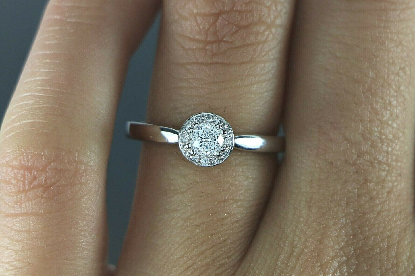 0.47ct Round Brilliant Diamond Halo Engagement Ring — GIA Certified, 14k White Gold