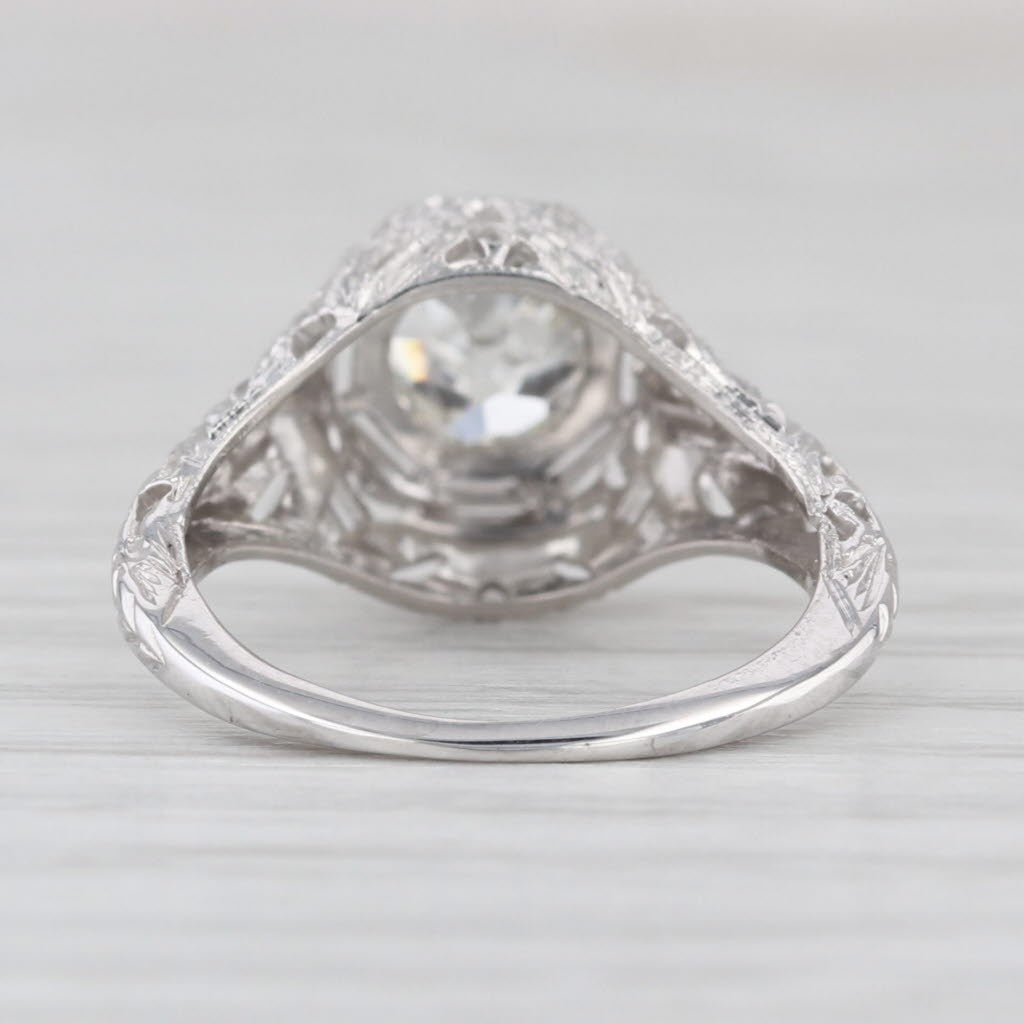 0.67ct Old European Brilliant Diamond Art Deco Ring — GIA Certified, 18k White Gold