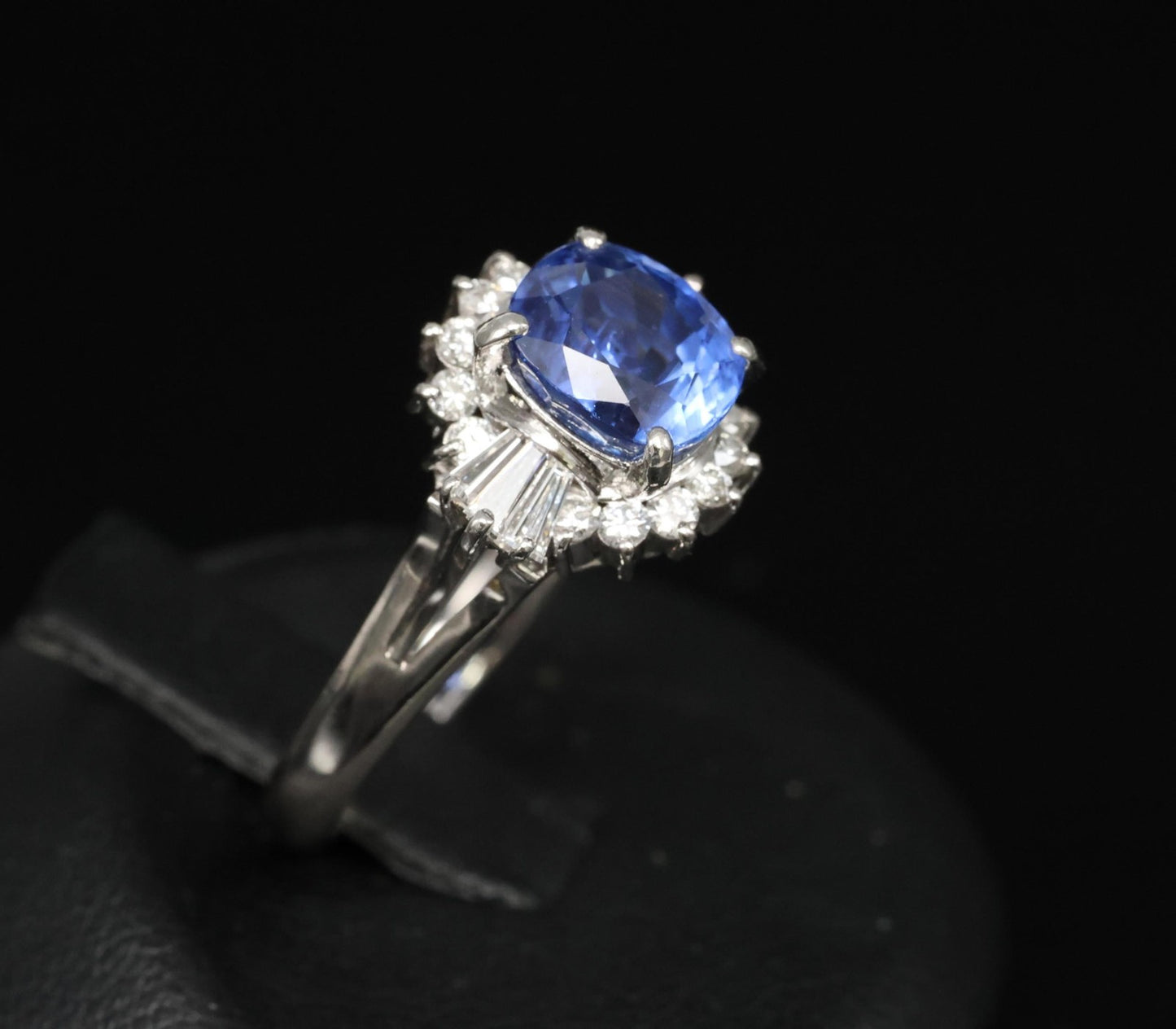 2.72ct Cushion Cut Ceylon Sapphire & 0.55ct Diamond Ring — GIA Certified, Platinum