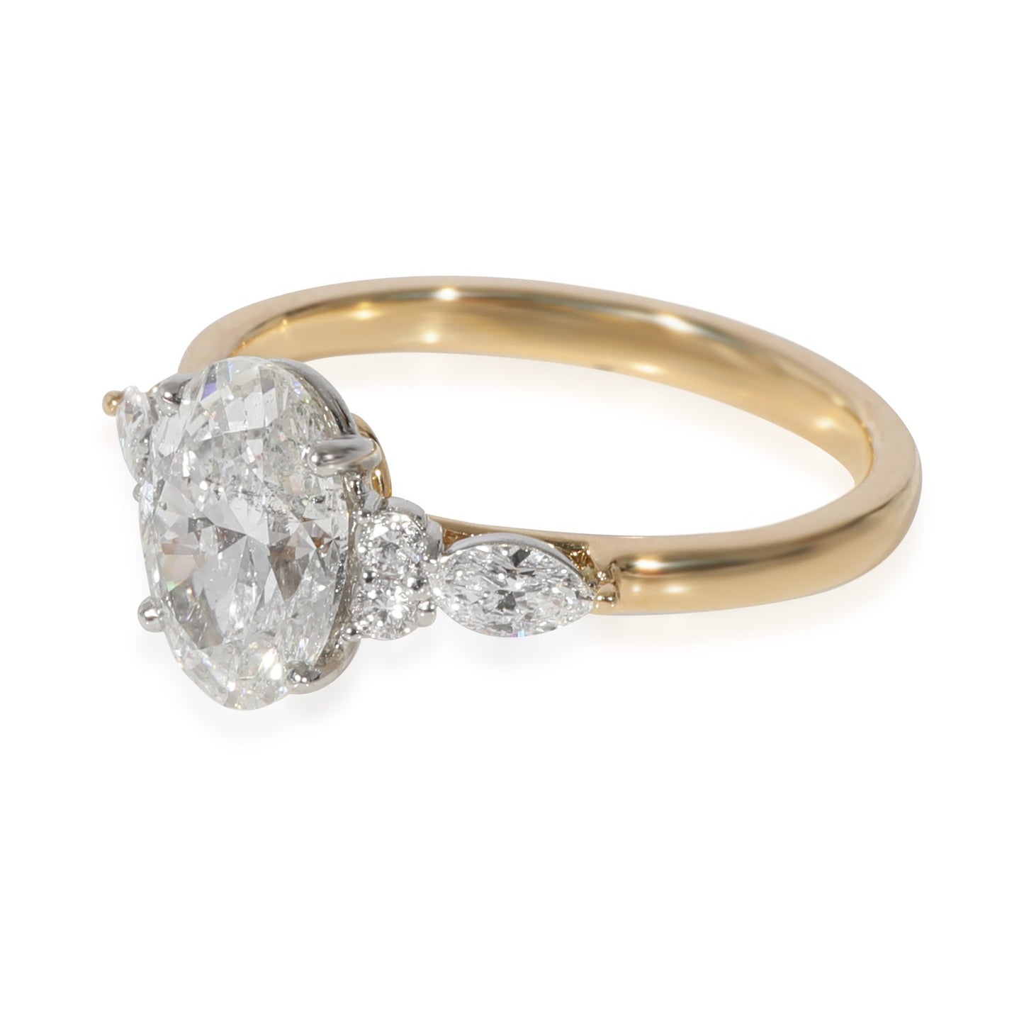 1.70ct Oval Brilliant Diamond Engagement Ring — GIA Certified, 18k Yellow Gold & Platinum