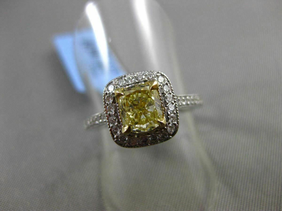 1.06ct Fancy Yellow Diamond Halo Engagement Ring — GIA Certified, 18k White Gold