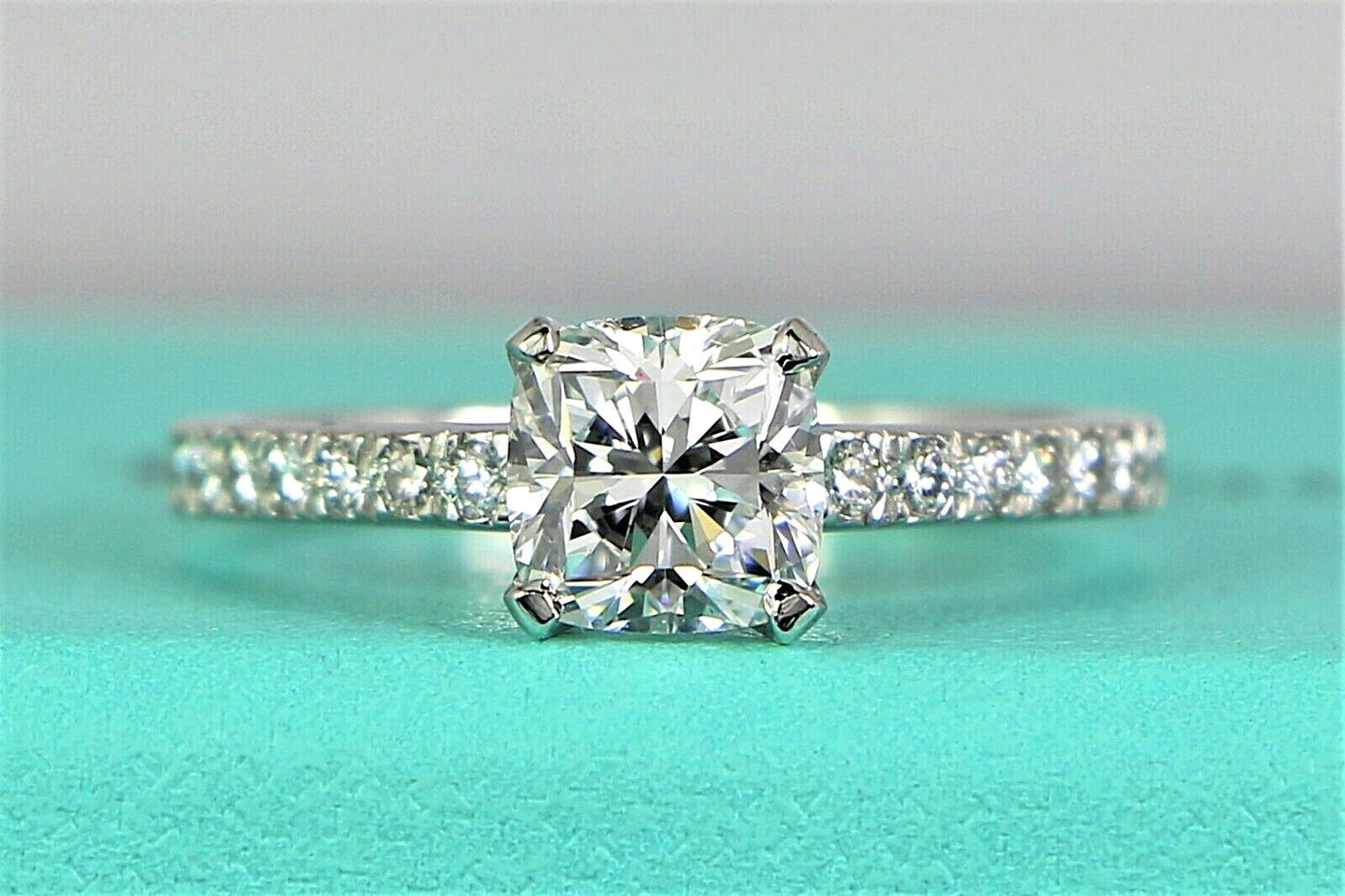 1.08ct Round-Cornered Square Modified Brilliant Diamond Engagement Ring — GIA Certified, Platinum