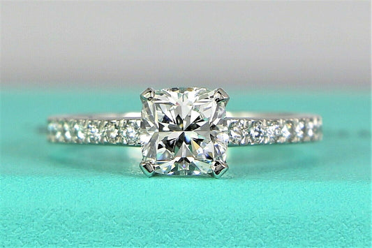 1.08ct Round-Cornered Square Modified Brilliant Diamond Engagement Ring — GIA Certified, Platinum