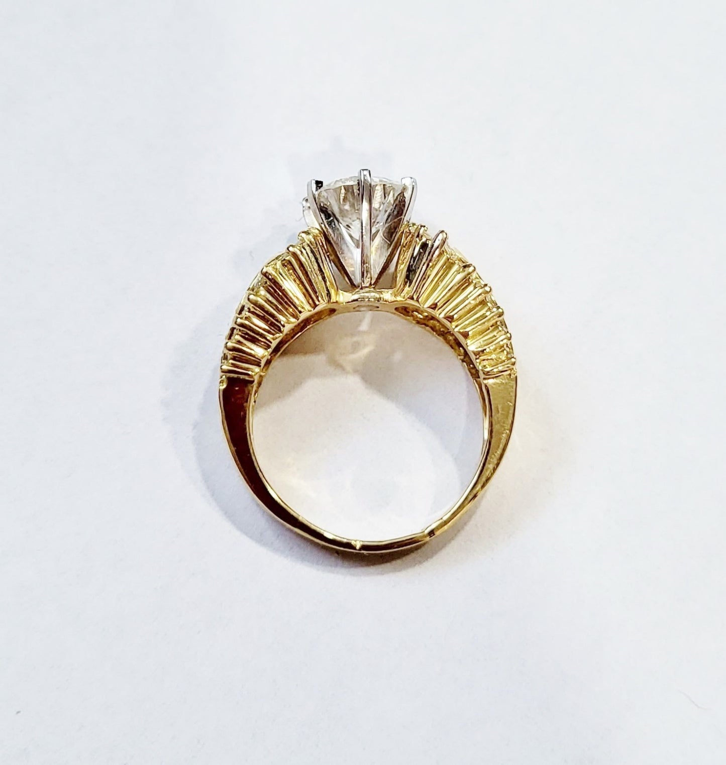 1.89ct Round Brilliant Diamond Baguette Ring — GIA Certified, 18k Yellow Gold